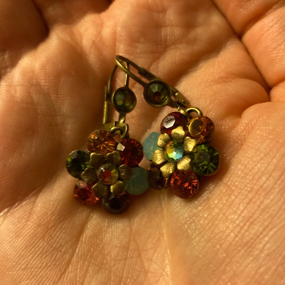 Michal Negrin rainbow floral chandelier earrings